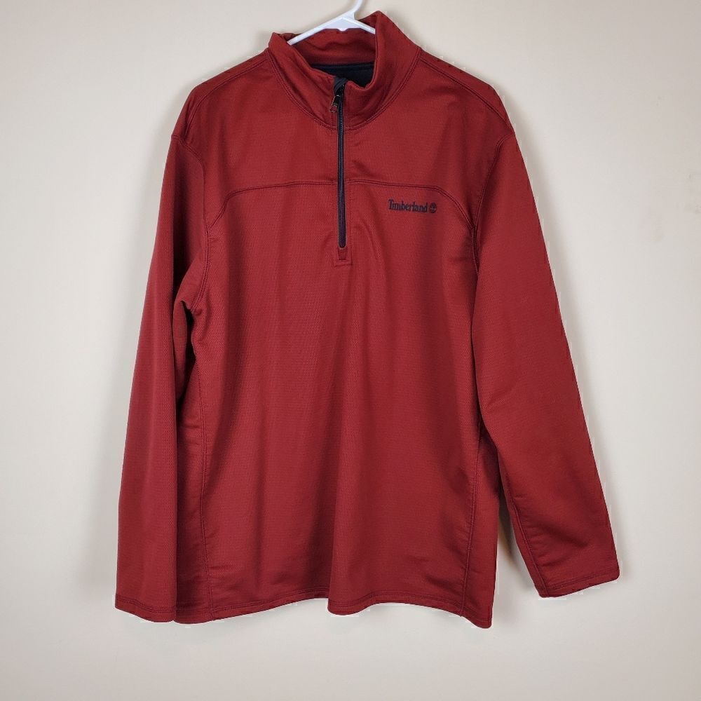 Timberland 1/4 Zip Burnt Orange Fleece Lined Pullover Size XL